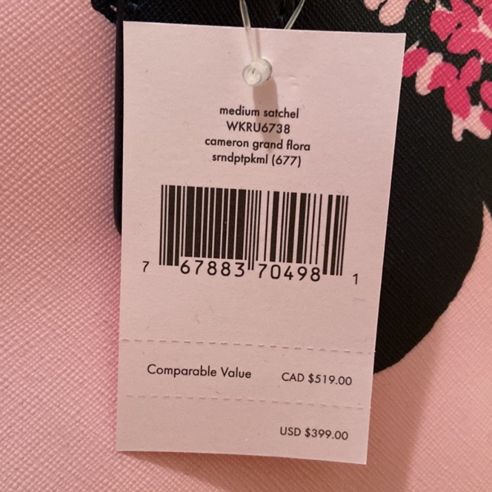 NWT Kate Spade Cameron Grand Pink Floral Satchel - Picture 5 of 16